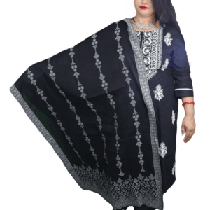 Black And White Engraved Salwar Suit Dno-309