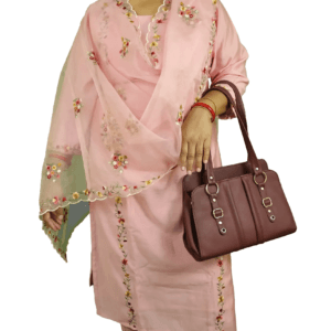 Light Pink Salwar Suit and Pant with Multicolour Flower Design and Dupatta (D.No-737)